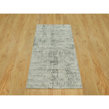 Load image into Gallery viewer, 3&#39;x5&#39; Vaporous Gray, Undyed Pure Wool, Modern Hand Spun Design, Cut and Loop Pile, Hand Knotted Oriental Rug FWR542544