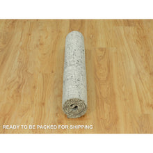 Load image into Gallery viewer, 3&#39;x5&#39; Vaporous Gray, Undyed Pure Wool, Modern Hand Spun Design, Cut And Loop Pile, Hand Knotted Oriental Rug FWR542544