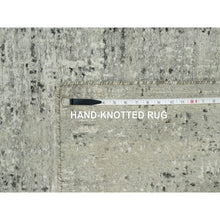 Load image into Gallery viewer, 3&#39;x5&#39; Vaporous Gray, Undyed Pure Wool, Modern Hand Spun Design, Cut And Loop Pile, Hand Knotted Oriental Rug FWR542544