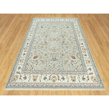 Load image into Gallery viewer, 7&#39;9&quot;x10&#39;3&quot; Sage Gray, Nain With All Over Flower Design, Pure Wool, Hand Knotted, Oriental Rug FWR542616