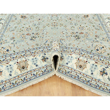 Load image into Gallery viewer, 7&#39;9&quot;x10&#39;3&quot; Sage Gray, Nain With All Over Flower Design, Pure Wool, Hand Knotted, Oriental Rug FWR542616