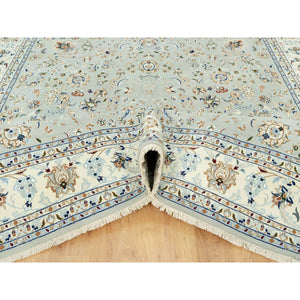 7'9"x10'3" Sage Gray, Nain With All Over Flower Design, Pure Wool, Hand Knotted, Oriental Rug FWR542616