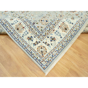 7'9"x10'3" Sage Gray, Nain With All Over Flower Design, Pure Wool, Hand Knotted, Oriental Rug FWR542616
