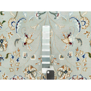 7'9"x10'3" Sage Gray, Nain With All Over Flower Design, Pure Wool, Hand Knotted, Oriental Rug FWR542616
