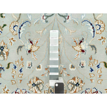 Load image into Gallery viewer, 7&#39;9&quot;x10&#39;3&quot; Sage Gray, Nain With All Over Flower Design, Pure Wool, Hand Knotted, Oriental Rug FWR542616
