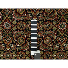 Load image into Gallery viewer, 4&#39;x11&#39;9&quot; Jet Black With Bay Red, All Over Fish Mahi Herati Design, Natural Wool, Hand Knotted, Wide Runner Oriental Rug FWR542640