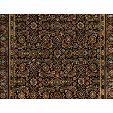 Load image into Gallery viewer, 4&#39;x11&#39;9&quot; Jet Black With Bay Red, All Over Fish Mahi Herati Design, Natural Wool, Hand Knotted, Wide Runner Oriental Rug FWR542640