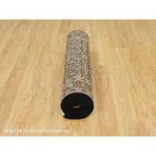 Load image into Gallery viewer, 4&#39;x11&#39;9&quot; Jet Black With Bay Red, All Over Fish Mahi Herati Design, Natural Wool, Hand Knotted, Wide Runner Oriental Rug FWR542640
