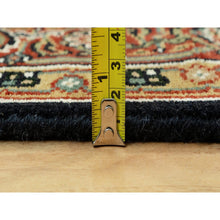 Load image into Gallery viewer, 4&#39;x11&#39;9&quot; Jet Black With Bay Red, All Over Fish Mahi Herati Design, Natural Wool, Hand Knotted, Wide Runner Oriental Rug FWR542640