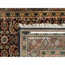 Load image into Gallery viewer, 4&#39;x11&#39;9&quot; Jet Black With Bay Red, All Over Fish Mahi Herati Design, Natural Wool, Hand Knotted, Wide Runner Oriental Rug FWR542640