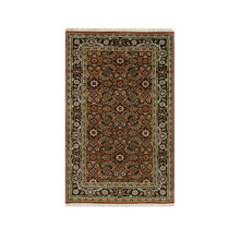 Load image into Gallery viewer, 3&#39;1&quot;x5&#39;5&quot; Caliente Red With Ralph Lauren Blue, Fish Mahi Herati Design All Over, Wool, Denser Weave, Hand Knotted, Oriental Rug FWR542646