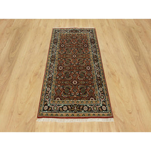 3'1"x5'5" Caliente Red With Ralph Lauren Blue, Fish Mahi Herati Design All Over, Wool, Denser Weave, Hand Knotted, Oriental Rug FWR542646