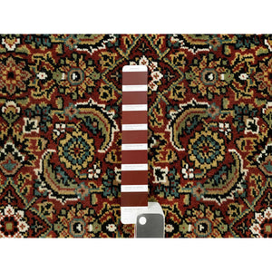 3'1"x5'5" Caliente Red With Ralph Lauren Blue, Fish Mahi Herati Design All Over, Wool, Denser Weave, Hand Knotted, Oriental Rug FWR542646