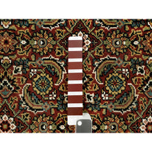 Load image into Gallery viewer, 3&#39;1&quot;x5&#39;5&quot; Caliente Red With Ralph Lauren Blue, Fish Mahi Herati Design All Over, Wool, Denser Weave, Hand Knotted, Oriental Rug FWR542646
