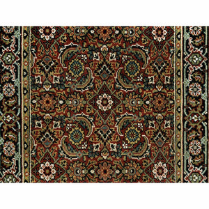 3'1"x5'5" Caliente Red With Ralph Lauren Blue, Fish Mahi Herati Design All Over, Wool, Denser Weave, Hand Knotted, Oriental Rug FWR542646