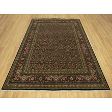 Load image into Gallery viewer, 7&#39;10&quot;x10&#39; Jade Black With Tueson Red Border, Denser Weave, All Over Fish Pattern, Herati Design, Soft And Vibrant Wool, Hand Knotted, Oriental Rug FWR542664