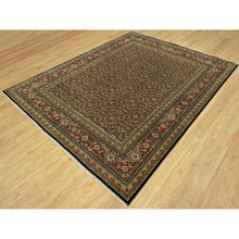 Load image into Gallery viewer, 7&#39;10&quot;x10&#39; Jade Black with Tueson Red Border, Denser Weave, All Over Fish Pattern, Herati Design, Soft and Vibrant Wool, Hand Knotted, Oriental Rug FWR542664