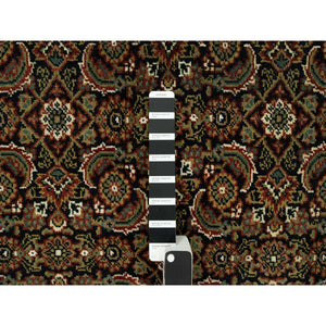 7'10"x10' Jade Black with Tueson Red Border, Denser Weave, All Over Fish Pattern, Herati Design, Soft and Vibrant Wool, Hand Knotted, Oriental Rug FWR542664