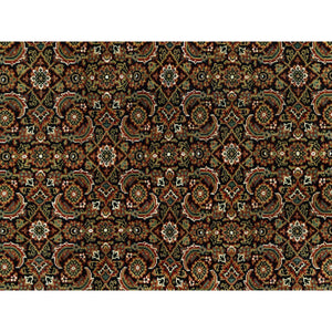 7'10"x10' Jade Black with Tueson Red Border, Denser Weave, All Over Fish Pattern, Herati Design, Soft and Vibrant Wool, Hand Knotted, Oriental Rug FWR542664
