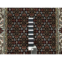 Load image into Gallery viewer, 2&#39;4&quot;x27&#39;7&quot; Tricorn Black and Zurich White, All Over Fish Tabriz Mahi Design, Velvety Wool, Hand Knotted, XL Runner Oriental Rug FWR542670