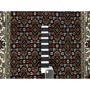 2'4"x27'7" Tricorn Black and Zurich White, All Over Fish Tabriz Mahi Design, Velvety Wool, Hand Knotted, XL Runner Oriental Rug FWR542670