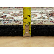 Load image into Gallery viewer, 2&#39;4&quot;x27&#39;7&quot; Tricorn Black and Zurich White, All Over Fish Tabriz Mahi Design, Velvety Wool, Hand Knotted, XL Runner Oriental Rug FWR542670