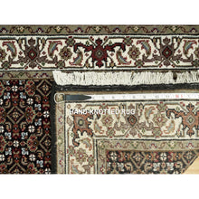 Load image into Gallery viewer, 2&#39;4&quot;x27&#39;7&quot; Tricorn Black and Zurich White, All Over Fish Tabriz Mahi Design, Velvety Wool, Hand Knotted, XL Runner Oriental Rug FWR542670