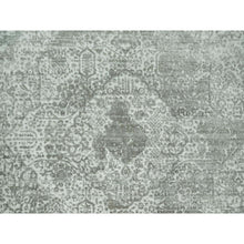 Load image into Gallery viewer, 7&#39;10&quot;x7&#39;10&quot; Trout Gray, Persian Design, Soft To Touch, Denser Weave, Hand Knotted, Broken Wool And Silk, Round Oriental Rug FWR542682