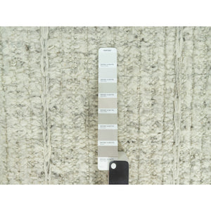10'3"x10'3" Edgecomb Gray, Flat Weave With High And Low Pile, Pure Shiny Wool Cord Collection, Hand Woven, Plain And Simple, Oriental Square Rug FWR542688