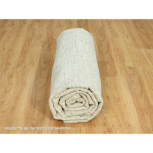 Load image into Gallery viewer, 10&#39;3&quot;x10&#39;3&quot; Edgecomb Gray, Flat Weave With High And Low Pile, Pure Shiny Wool Cord Collection, Hand Woven, Plain And Simple, Oriental Square Rug FWR542688