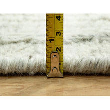 Load image into Gallery viewer, 10&#39;3&quot;x10&#39;3&quot; Edgecomb Gray, Flat Weave With High And Low Pile, Pure Shiny Wool Cord Collection, Hand Woven, Plain And Simple, Oriental Square Rug FWR542688