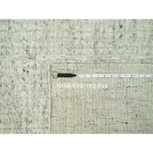 Load image into Gallery viewer, 10&#39;3&quot;x10&#39;3&quot; Edgecomb Gray, Flat Weave With High And Low Pile, Pure Shiny Wool Cord Collection, Hand Woven, Plain And Simple, Oriental Square Rug FWR542688