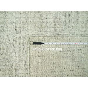 10'3"x10'3" Edgecomb Gray, Flat Weave With High And Low Pile, Pure Shiny Wool Cord Collection, Hand Woven, Plain And Simple, Oriental Square Rug FWR542688