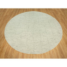 Load image into Gallery viewer, 10&#39;x10&#39; Halo Gray, High And Low Pile, Flat Weave, Plain And Simple, Organic Wool, Hand Woven, Cord Collection,  Round Oriental Rug FWR542694