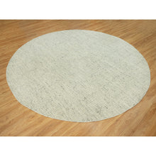 Load image into Gallery viewer, 10&#39;x10&#39; Halo Gray, High And Low Pile, Flat Weave, Plain And Simple, Organic Wool, Hand Woven, Cord Collection,  Round Oriental Rug FWR542694