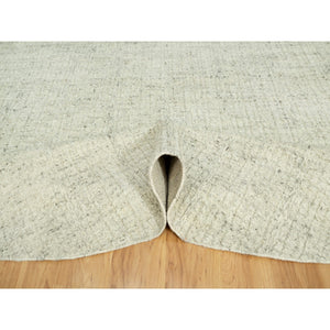 10'x10' Halo Gray, High and Low Pile, Flat Weave, Plain and Simple, Organic Wool, Hand Woven, Cord Collection, Round Oriental Rug FWR542694
