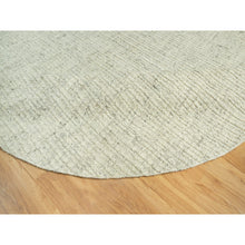 Load image into Gallery viewer, 10&#39;x10&#39; Halo Gray, High and Low Pile, Flat Weave, Plain and Simple, Organic Wool, Hand Woven, Cord Collection, Round Oriental Rug FWR542694