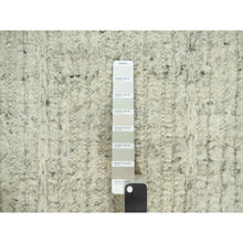 Load image into Gallery viewer, 10&#39;x10&#39; Halo Gray, High And Low Pile, Flat Weave, Plain And Simple, Organic Wool, Hand Woven, Cord Collection,  Round Oriental Rug FWR542694