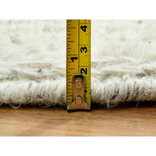 Load image into Gallery viewer, 10&#39;x10&#39; Halo Gray, High And Low Pile, Flat Weave, Plain And Simple, Organic Wool, Hand Woven, Cord Collection,  Round Oriental Rug FWR542694