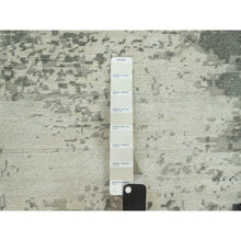 Load image into Gallery viewer, 8&#39;x8&#39; Ebony Black With Shades Of Retro White, Abstract Design, Wool And Silk, Hand Knotted, Soft To Touch, Round Oriental Rug FWR542724