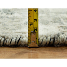 Load image into Gallery viewer, 8&#39;x8&#39; Ebony Black With Shades Of Retro White, Abstract Design, Wool And Silk, Hand Knotted, Soft To Touch, Round Oriental Rug FWR542724