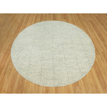 Load image into Gallery viewer, 8&#39;x8&#39; Classic Gray, Plain And Simple Velvety Wool Hand Woven Cord Collection, High And Low Pile, Flat Weave, Round Oriental Rug FWR542736