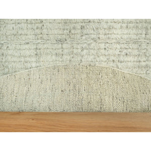 8'x8' Classic Gray, Plain and Simple Velvety Wool Hand Woven Cord Collection, High and Low Pile, Flat Weave, Round Oriental Rug FWR542736