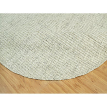 Load image into Gallery viewer, 8&#39;x8&#39; Classic Gray, Plain and Simple Velvety Wool Hand Woven Cord Collection, High and Low Pile, Flat Weave, Round Oriental Rug FWR542736