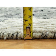 Load image into Gallery viewer, 2&#39;6&quot;x10&#39; Raven Black With Shades Of Delicate White, Soft To Touch Abstract Design, Wool And Silk, Hand Knotted,  Runner Oriental Rug FWR542772