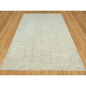 8'3"x10' Coventry Gray, Borderless Hand Woven Cord Collection, Natural Wool, Flat Weave, High And Low Pile, Plain And Simple Oriental Rug FWR542796