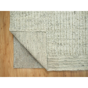 8'3"x10' Coventry Gray, Borderless Hand Woven Cord Collection, Natural Wool, Flat Weave, High And Low Pile, Plain And Simple Oriental Rug FWR542796