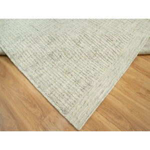 8'3"x10' Coventry Gray, Borderless Hand Woven Cord Collection, Natural Wool, Flat Weave, High And Low Pile, Plain And Simple Oriental Rug FWR542796