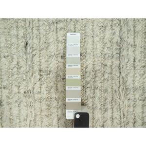 8'3"x10' Coventry Gray, Borderless Hand Woven Cord Collection, Natural Wool, Flat Weave, High And Low Pile, Plain And Simple Oriental Rug FWR542796