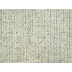 8'3"x10' Coventry Gray, Borderless Hand Woven Cord Collection, Natural Wool, Flat Weave, High And Low Pile, Plain And Simple Oriental Rug FWR542796